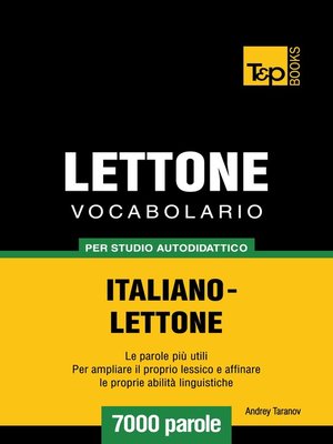 cover image of Vocabolario Italiano-Lettone per studio autodidattico
